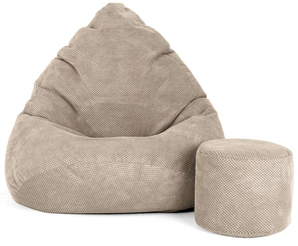 Sėdmaišis su pufu Sako Mega Dot Velour XL, smėlio