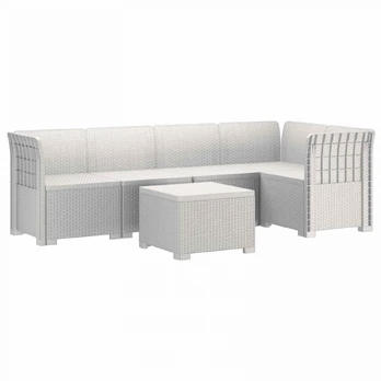 5-vietė sodo sofa Rataninio išvaizdos PP Balta