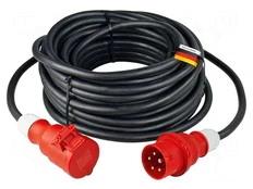 Extension lead | 5G2.5mm2 | 10m | rubber | black | Sockets no: 1 | 16A kaina
