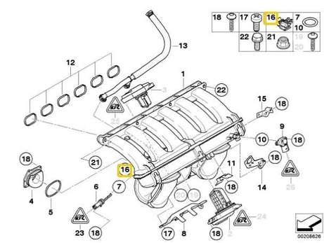 BMW E60N E61 E63 E64 E64 E90 įsiurbimo kolektoriaus vamzdžio spaustukas originalus 11617559690