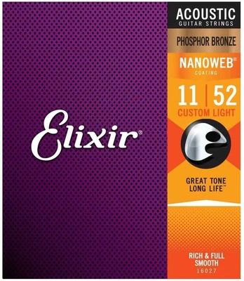 Elixir Eliksyras 16027 Nanoweb Phosphor Bronze 11-52