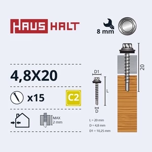 Savisriegis Haushalt, 4.8 mm x 20 mm, 15 vnt.