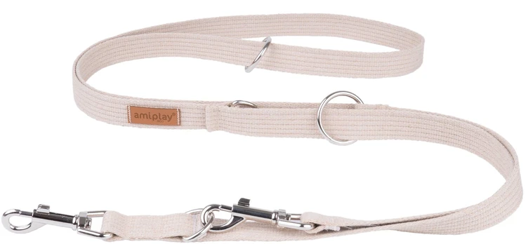 Pavadėlis Amiplay Cotton, smėlio ruda, 1-2m x 2cm