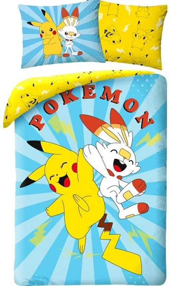 MCU Pokemon Pikachu og Scorbunny Sengetøj - 100 procent bomuld