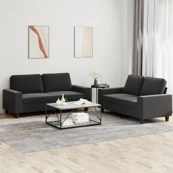Sofa Sofos komplektas, 2 dalių, juodos spalvos, audinys