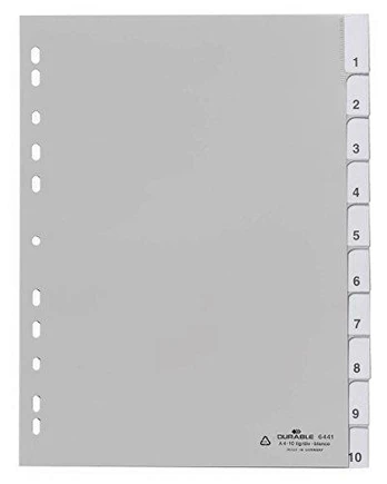 Laikiklis Durable DURABLE Blanko-Register PP blanko Taben 10-teilig grau