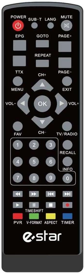 eStar Distancinis remote control unit STB T2-535/536 Juodas