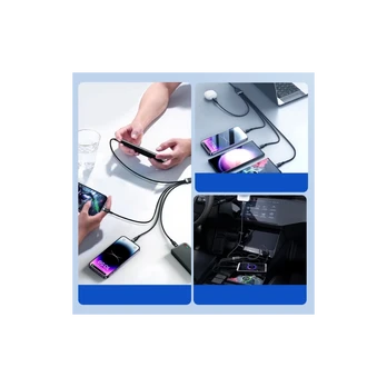 USB cable 4in1 USB-A - 2 x USB-C / Lightning / Micro for charging and data transmission 1.2m Joyroom S-1T4018A18 - black