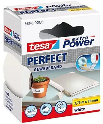Tesa extra Power Perfect Gewebeband 2,75m 38mm baltas