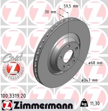 Stabdžių diskas ZIMMERMANN 100.3319.20