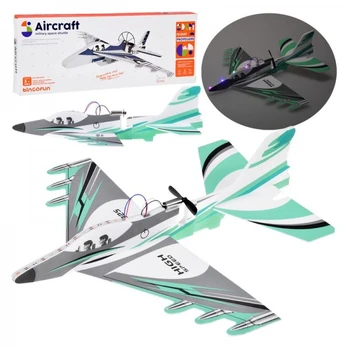 Foldable lightweight foam airplane flies LED lights propeller USB charging ZA5583