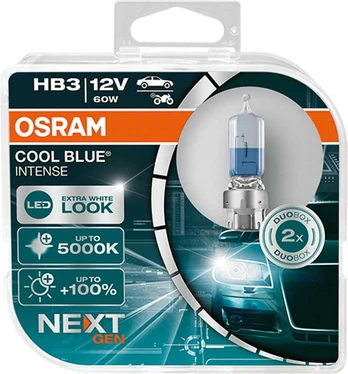 Osram lemputės COOL Mėlynas HB3 Intense +100% NEXT gen