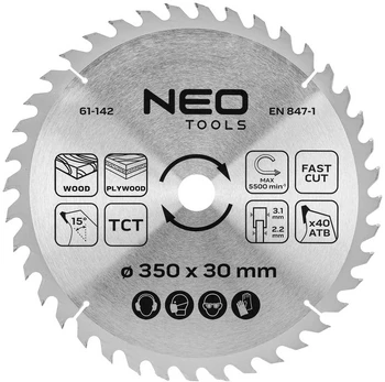 Neo Tools Diskinio pjūklo diskas, Widia, 350 x 30 mm, 40 dantų