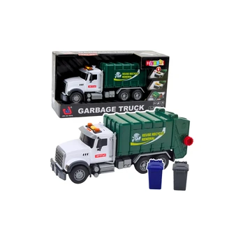 Garbage Truck Garbage Bins Lights Sounds Green 1:14