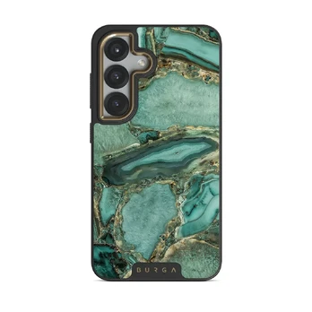 Ubud Jungle - Turquoise Samsung Galaxy S25 Plus Case, Elite Dark (Magnetic) / Gold