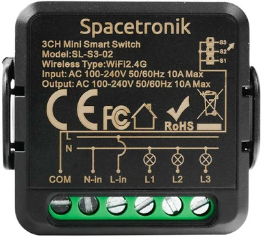 Spacetronik Mini Switch jungiklis elektrinis SMART WiFI Tuya 3