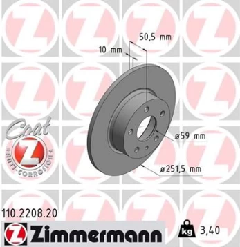 Stabdžių diskas ZIMMERMANN 110.2208.20