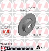 Stabdžių diskas ZIMMERMANN 110.2208.20 kaina
