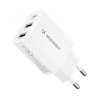 Wozinsky CWCUCW 30W USB-C / 2 x USB-A sieninis įkroviklis - baltas