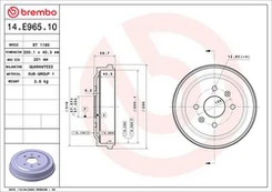 Stabdžių būgnas BREMBO 14.E965.10