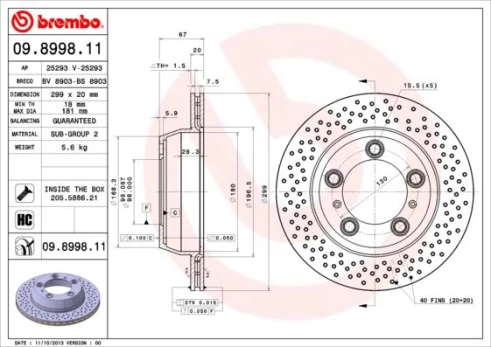 Stabdžių diskas BREMBO 09.8998.11