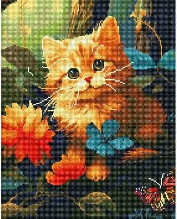 Kačiukas miške 40*50 cm (apvalus deimančiukai)