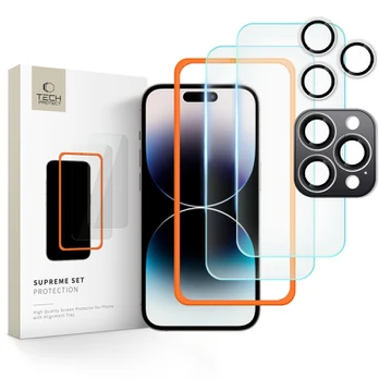 Tech-Protect Grūdintas stiklas TECH-PROTECT SUPREME SET 3-PACK IPHONE 16 PRO CLEAR