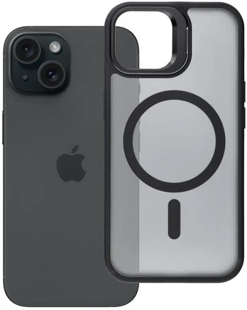 Case for iPhone 15 Forcell F-Protect Shadow Stand Premium compatible with MagSafe juodas