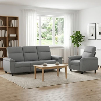 Sofa Sofos komplektas 2 vnt. Šviesiai pilka Audinys