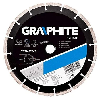 Graphite Deimantinis diskas 230 x 22,2 mm, segmentuotas, suvirintas lazeriu