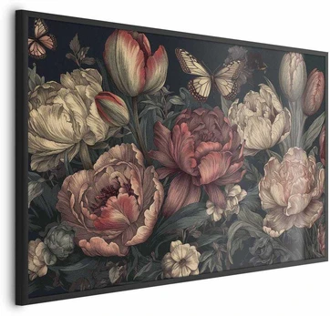 Artgeist Plakatas - Flowers on a Turquoise Background