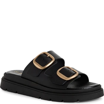 Šlepetės moterims, Juoda, Wedge/plat mule