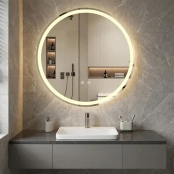 Promotion 70 cm apvalus LED vonios veidrodis sidabrinis