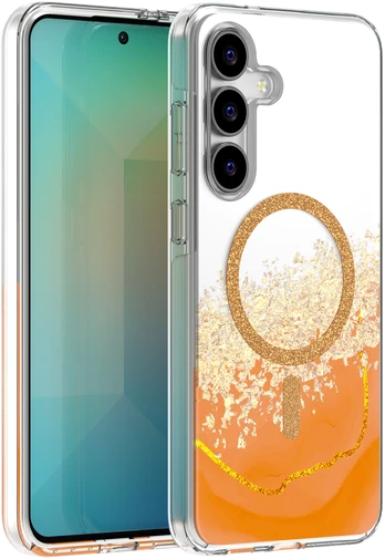 Dėklas Telforceone Epoxy Mag case for Samsung Galaxy S25 FE oranžinis
