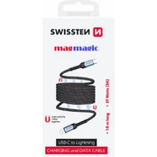 Swissten Magnetic Self-Winding USB-C / Lightning Data Cable 1m kaina