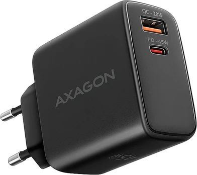 Axagon ACU-PQ45 wall charger QC3.0,4.0/AFC/FCP/PPS/Apple + PD type-C, 45W, black