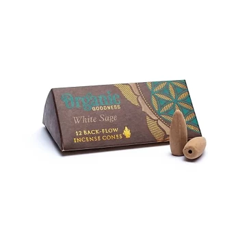 Atbulinio smilkimo Backflow kūgiai White Sage, Organic Goodness, 12 vnt.