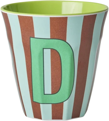 Rice - Melamine Cup with the Letter D - Brown and Žalias - Medium - 250 ml