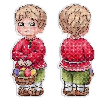 Cross stitch kit "Boy with an Easter basket" 13x5 cm SR-1171