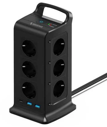Spacetronik Listwa zasilająca tower 12xAC 2xUSB 1xUSB-C B
