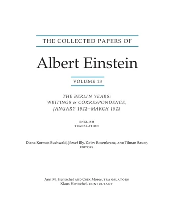 Collected Papers of Albert Einstein, Volume 13