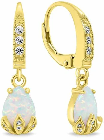 Brilio Silver Charming auksinis-plated earrings with opals EA929Y