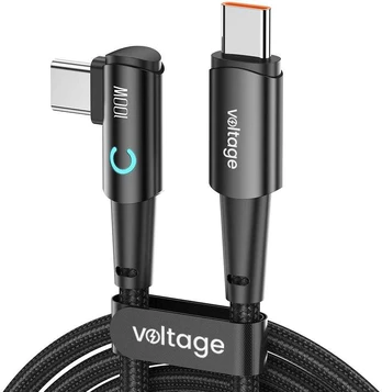 Kabelis USB-C / USB-C kątowy Voltage PowerAngle 100W PD 200cm juoda