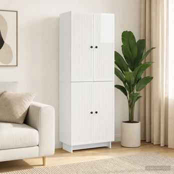 Spintelė 2 pcs Itin blizgi balta 66 x 34,5 x 90 cm