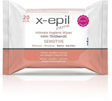 X-Epil Intimate Hygiene Sensitive Intimate Wipes, 20 vnt.
