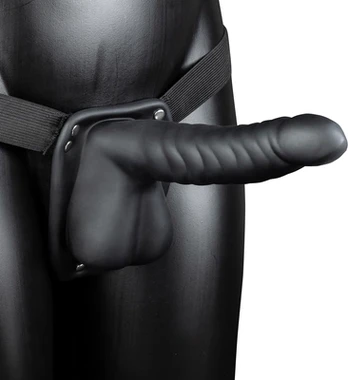 Ouch By Shots Ouch! Ribbed Hollow Intimate System with Anatomical Base 21 cm Juodas