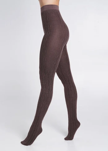 Šiltos tekstūrinės pėdkelnės BRAID 150 den Giulia, spalva deep taupe