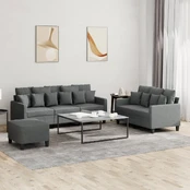 Sofa Sofos komplektas su pagalvėlėmis, 3 dalių, pilkas, audinys kaina