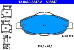 ATE 13.0460-3847.2 Brake pad set