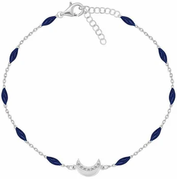 Brilio Silver Sidabrinis Bracelet with Dark Mėlyna Moon Beads BRC183WB